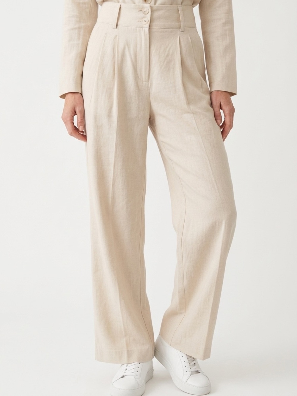 NONCHALANT | Pleated Front Cream High-Waist Wide-Leg Pants Women’s Size Medium